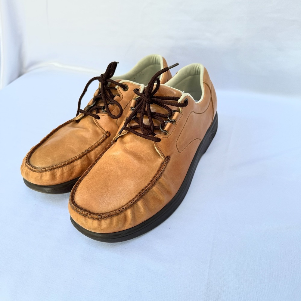 SAS Bout Time Lux Loafer Mens US 14 M Hazel Leather Moc Toe Lace Up Casual Shoes